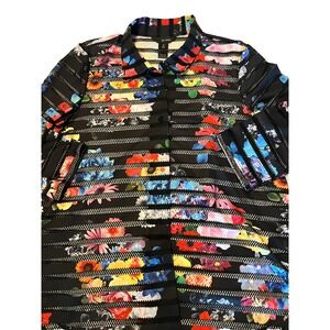 Ali Miles Black Floral Button‎ UP Top M